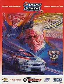 The 1998 Pepsi 400 presented by DeVilbiss program cover, featuring Mark Martin.