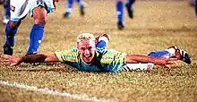 Doug Ithier celebrates goal in S-League