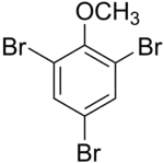 Skeletal formula of 2,4,6-tribromoanisole