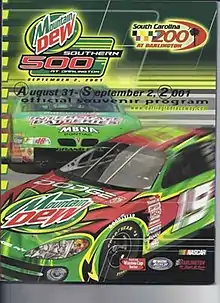 2001 Southern 500 program cover