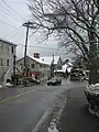 Looking southwest down Spring Street to the Christmas tree in Dock Square