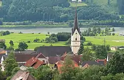 View with church