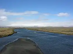 At Kúðafljót, view of the Mýrdalsjökull