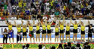 Image 8Australia women's national basketball team on winning the 2006 FIBA World Championship (from Women's basketball)