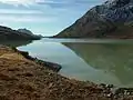 The shoreline of the lake