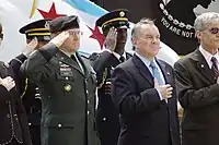 Daley at a wreath laying ceremony in Daley Plaza.