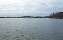 The Highway 6 bridge crosses the Saskatchewan River at Grand Rapids.