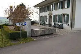 Buildings and fountain in Seeberg village