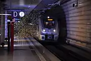 First train at the Leipzig City Tunnel on 14 December 2013