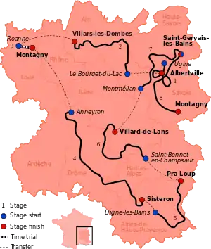 The route of the 2015 Critérium du Dauphiné