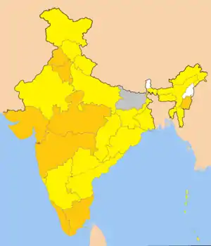 Map of India showing the achievements of each state during the 2015 National Games