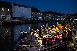 On location film screening in the channels of Copenhagen