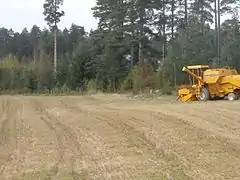 A combine harvester on the field, Pornainen, Finland, 2016