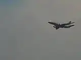 A DC-10 VLAT fights the fire from above.