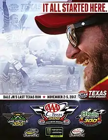 The 2017 AAA Texas 500 program cover, featuring Dale Earnhardt Jr., featuring his first ever win. "It All Started Here."