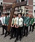 German youth group with Aachen Peace Cross