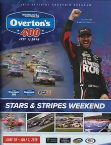 The 2018 Overton's 400 program cover, featuring Martin Truex Jr.