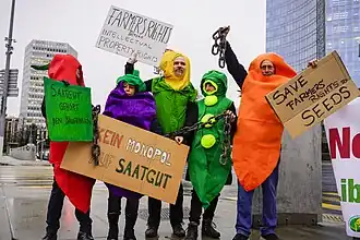 Activists protesting in front of UPOV headquarters