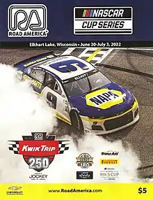 The 2022 Kwik Trip 250 program cover, featuring Chase Elliott.