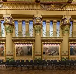 Interior of the Temple maçonnique des Amis philanthropes in Brussels (Belgium), an example of an Egyptian Revival interior