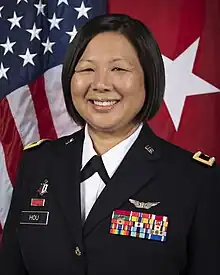 Color 2021 head and shoulders photo of Brigadier general Lisa Hou in dress uniform, facing front