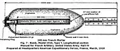 A drawing of an American 240 mm mortar bomb.  The projectile for the Albrecht was very similar