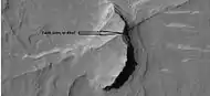 Possible fault along a butte, as seen by HiRISE under HiWish program.