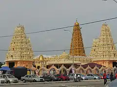 Torana at front of South Indian-style Hindu Sri Sunderaraja Perumal Temple, built in 1892, at Klang in Selangor, Malaysia.