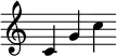 \relative c'{\override Score.TimeSignature #'stencil = ##f \set Staff.midiInstrument = #"viola" c g' c}