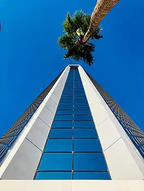 A view up the eastern façade of 3300 N Central Ave.