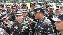 AFP Chief of Staff - Gen Gregorio Pio P Catapang AFP enjoys a light moment with the troops of the 105th TASG at the end of their Tree Planting CMO Operations.