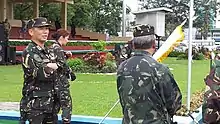 105th TASG Commander - LTC Peter C Suchianco RES (GSC) JAGS leaves instructions for the troops prior to termination of the activities.