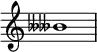  {
\override Score.TimeSignature #'stencil = ##f
\relative c'' {
  \clef treble \time 1/1 \tweak Accidental.stencil #ly:text-interface::print \tweak Accidental.text \markup { \concat { \doubleflat \doubleflat }}beses1
} }
