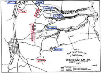 old map showing troop positions in a battle.