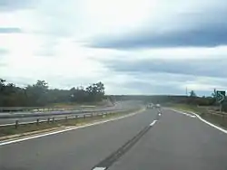 Dual carriage motorway following a curve