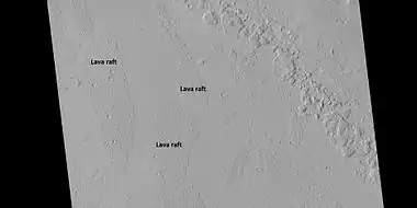 Close view of lava rafts from previous images, as seen by HiRISE under HiWish program