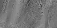 Close view of many small gullies in Ross Crater, as seen by HiRISE under HiWish program  Note: this is an enlargement of a previous image.