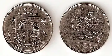 50 santīmu, 1922