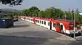 A 592 DMU on its original livery at Buñol, Valencian Community