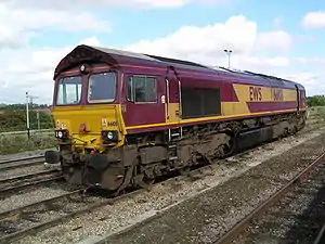 BR Class 66, no. 66108 at Didcot on 23rd August 2004.  Image by Phil Scott (Our Phellap)