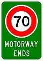 (A41-4) Motorway Ends (70 km/h speed limit)