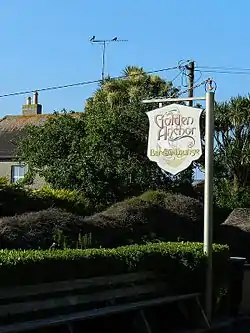 Sign outside the Golden Anchor pub