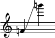 
     {
       \override SpacingSpanner.strict-note-spacing = ##t
       \set Score.proportionalNotationDuration = #(ly:make-moment 1/8)
       \clef treble \omit Score.TimeSignature
       \relative f' {f!4 \glissando g''!}
     }
   