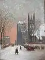 Windsor Street, Montreal, 1931. Oil painting by A.M. Pattison. Private Collection.