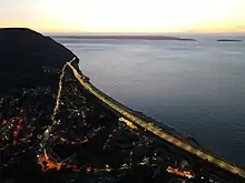  A55 Expressway bypasses the older road through Penmaenmawr town centre before resuming the original route around the headland.