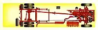 Rear-entrance AEC Bridgemaster chassis layout.