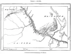 1893 map showing the Lupata Gorge (near Muririma)