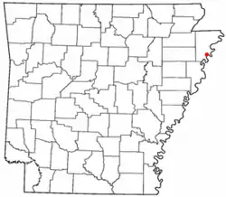 Location of Reverie, Tennessee, on the state map of Arkansas