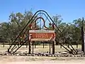 Boomerang indicating the Paperback Hero movie, Nindigully, Balonne region, Queensland, Australia (2021).