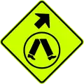 (W6-V2-1) Pedestrian Crossing Ahead on Side Road (veer right) (Used in Victoria)